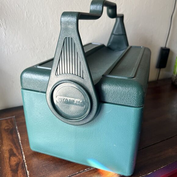 Vtg STANLEY Aladdin Green Insulated Divided Lunch Box Cooler NO THERMOS - Picture 4 of 15